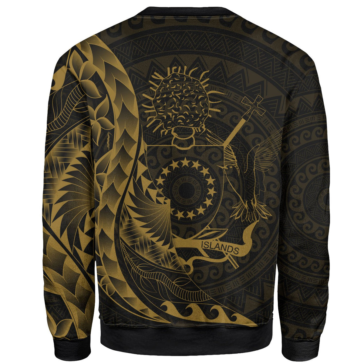 Cook Islands Sweatshirt - Polynesian Pattern Style Gold Color - Polynesian Pride