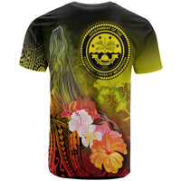 Fsm T Shirt Humpback Whale with Tropical Flowers (Yellow) - Polynesian Pride