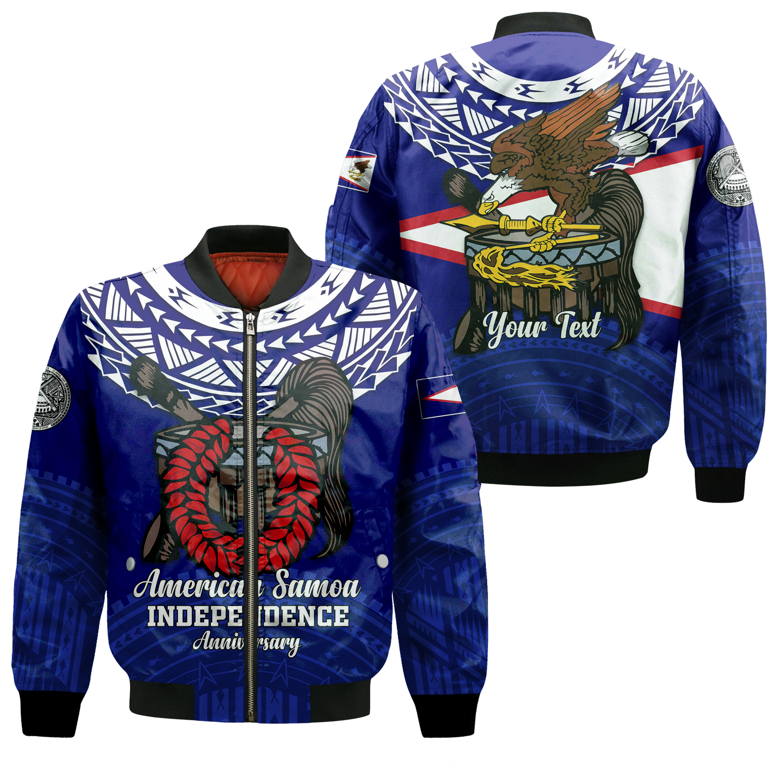 Custom American Samoa Independence Anniversary Pride Bomber Jacket - LT12 Bomber Jacket Blue - Polynesian Pride