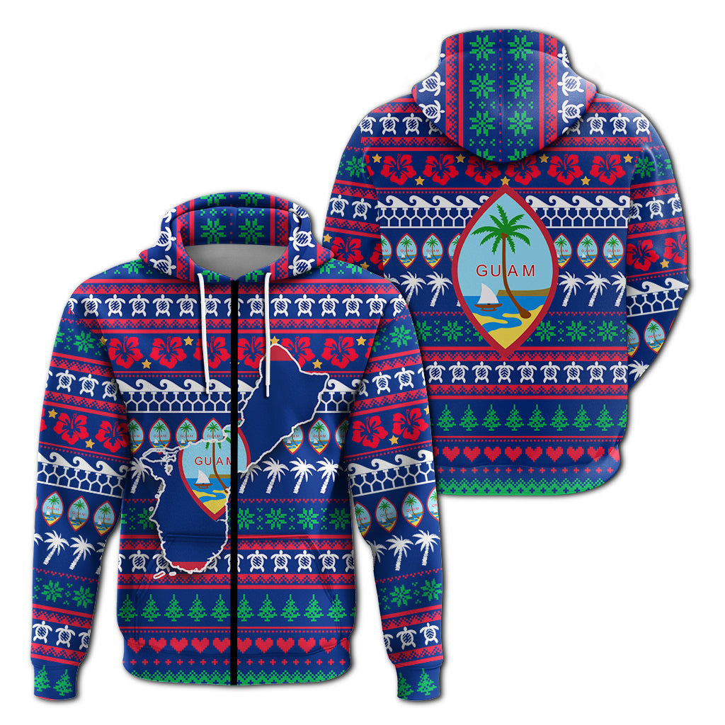 Guam Christmas Zip Hoodie Ugly Christmas LT12 Unisex Blue - Polynesian Pride