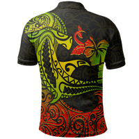 Hawaii Polo Shirt Polynesian Hammerhead Shark Hibiscus - Polynesian Pride