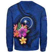 Chuuk Polynesian Sweater - Floral With Seal Blue - Polynesian Pride