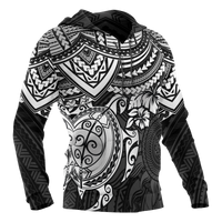 Hoodie Polynesian White Turtle - Polynesian Pride