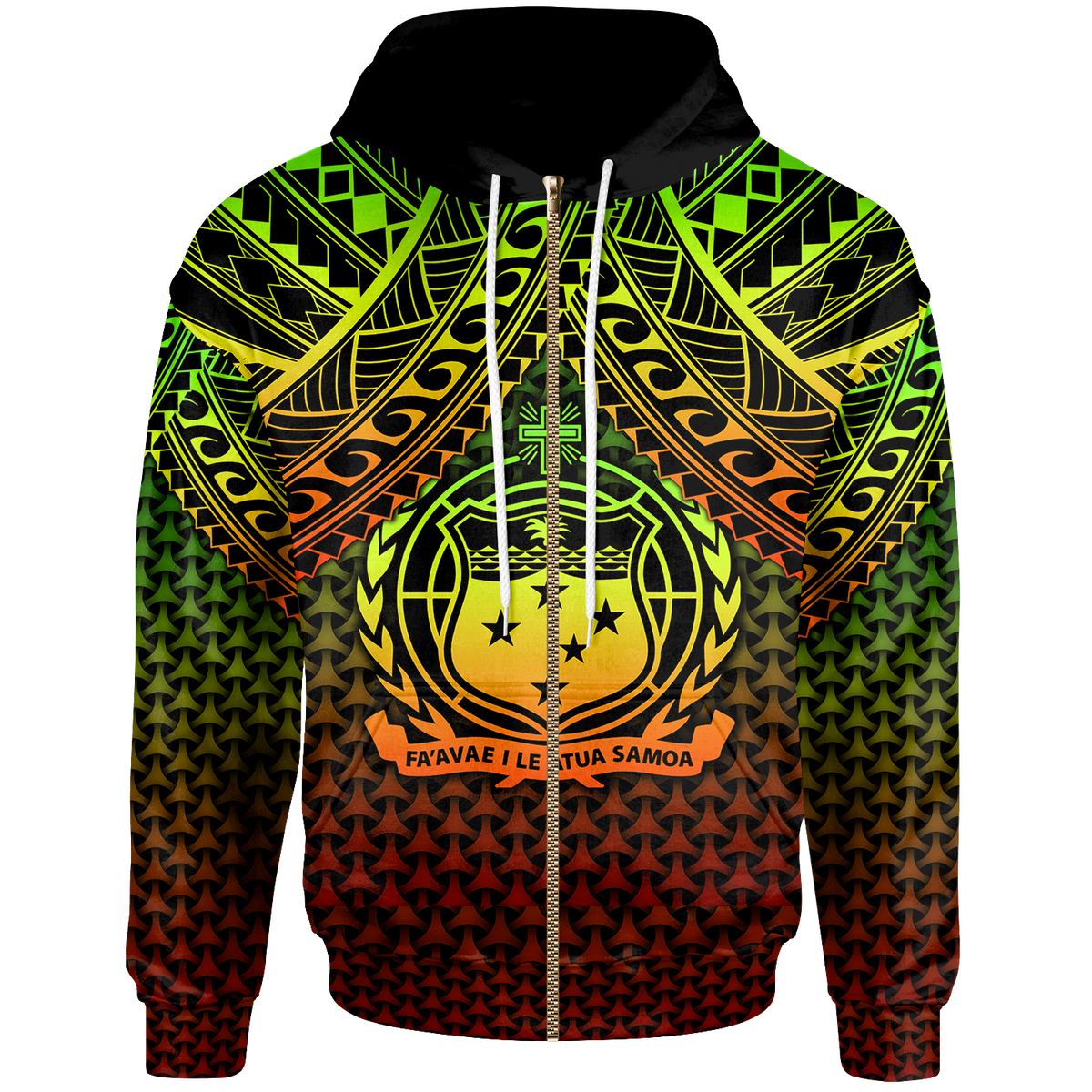 Polynesian Samoa Zip up Hoodie Reggae Vintage Polynesian Patterns Unisex Reggae - Polynesian Pride