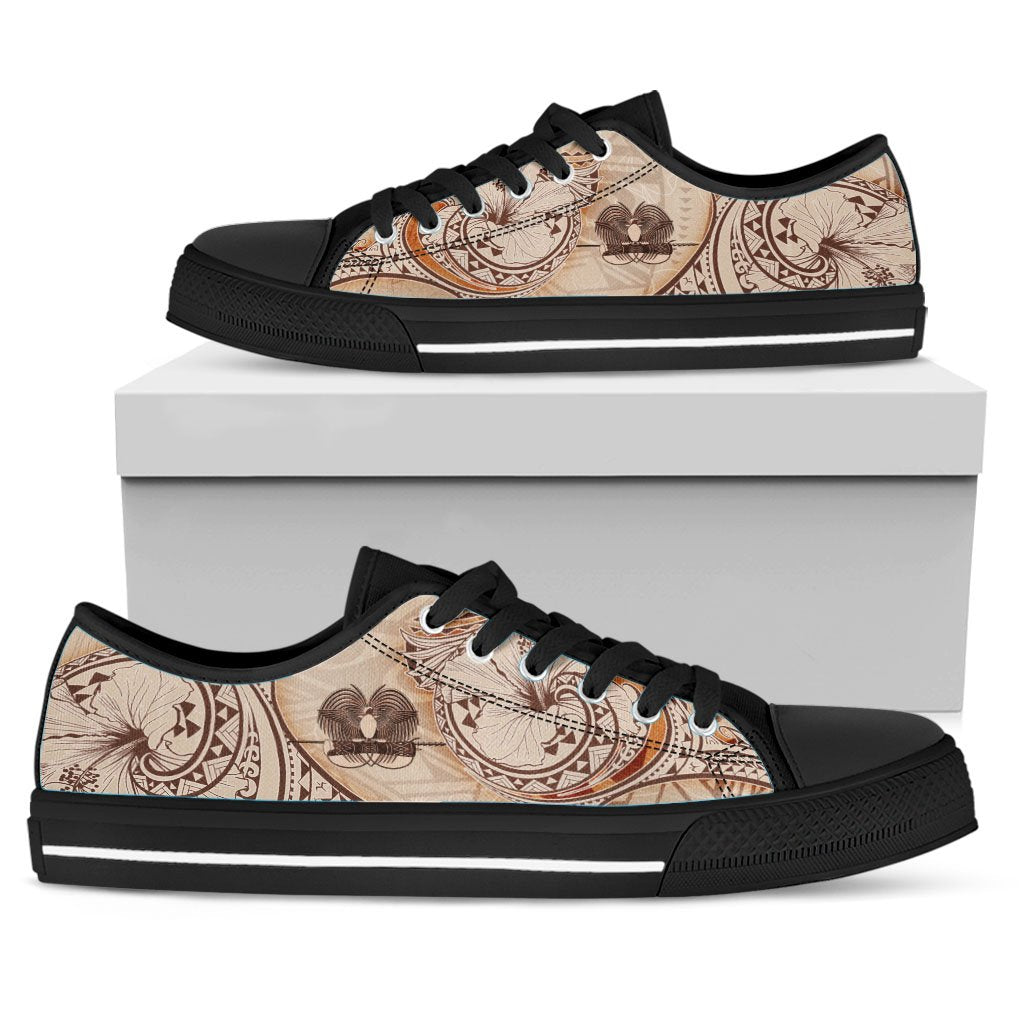 Papua New Guinea Low Top Shoes - Hibiscus Flowers Vintage Style - Polynesian Pride