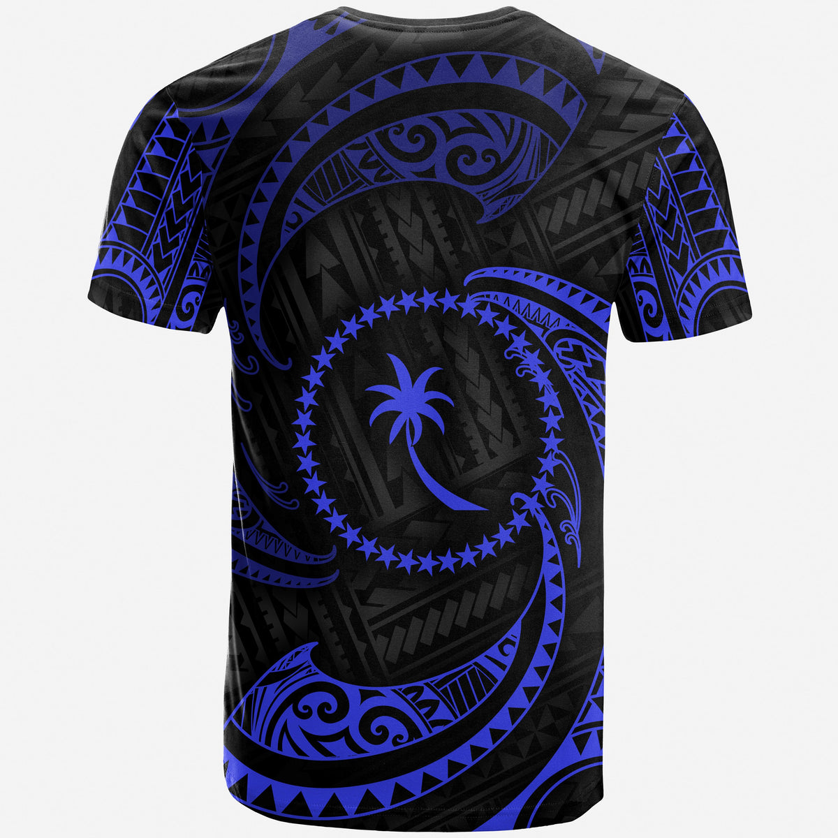 Chuuk Micronesia T Shirt Blue Tribal Wave - Polynesian Pride