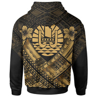 Tahiti Polynesian Zip up Hoodie Tahiti Gold Seal Camisole Hibiscus Style - Polynesian Pride