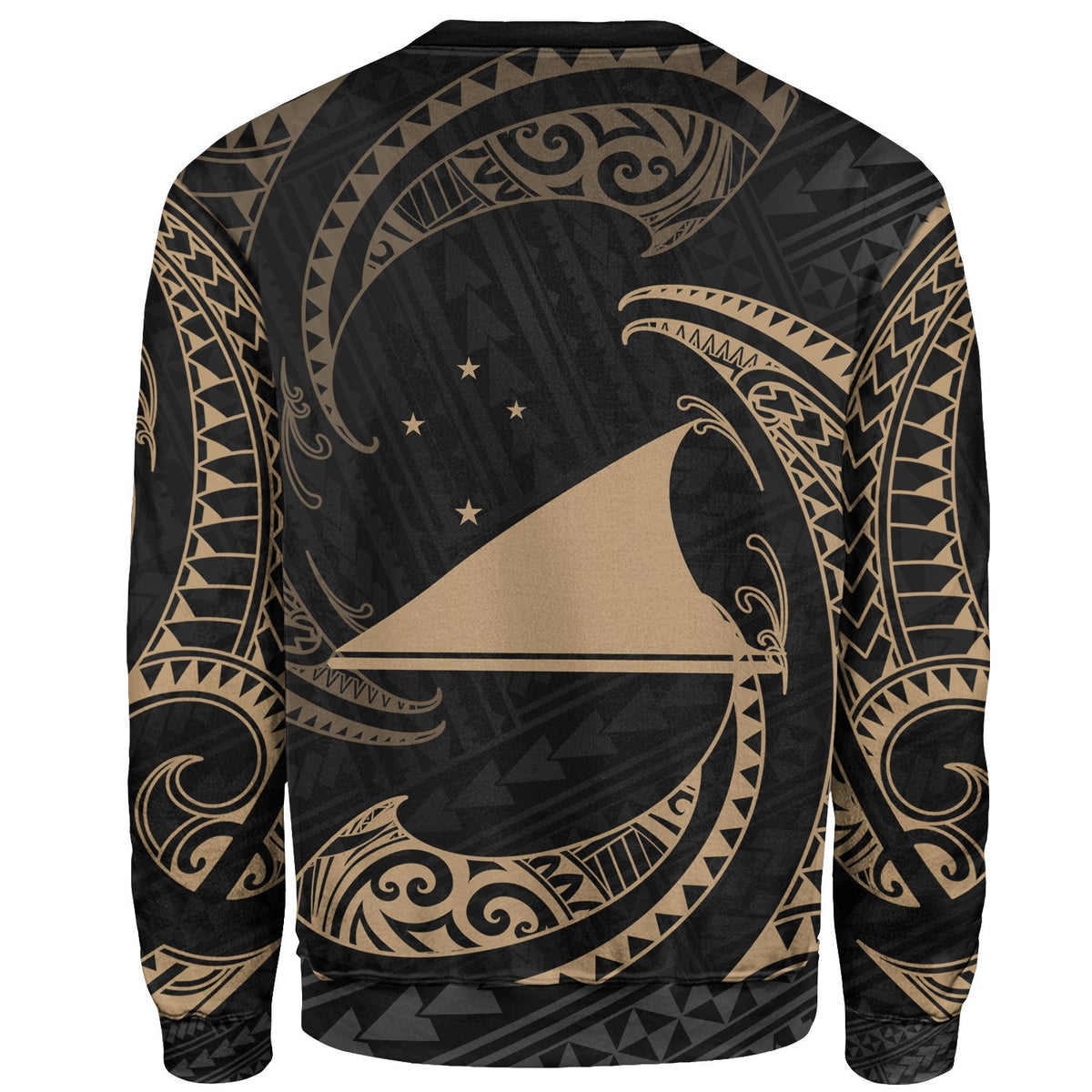 Tokelau Polynesian Custom Personalised Sweater - Gold Tribal Wave - Polynesian Pride