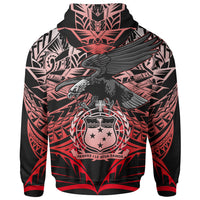 Samoa Polynesian All Over Zip up Hoodie Eagle Tribal Pattern Red - Polynesian Pride