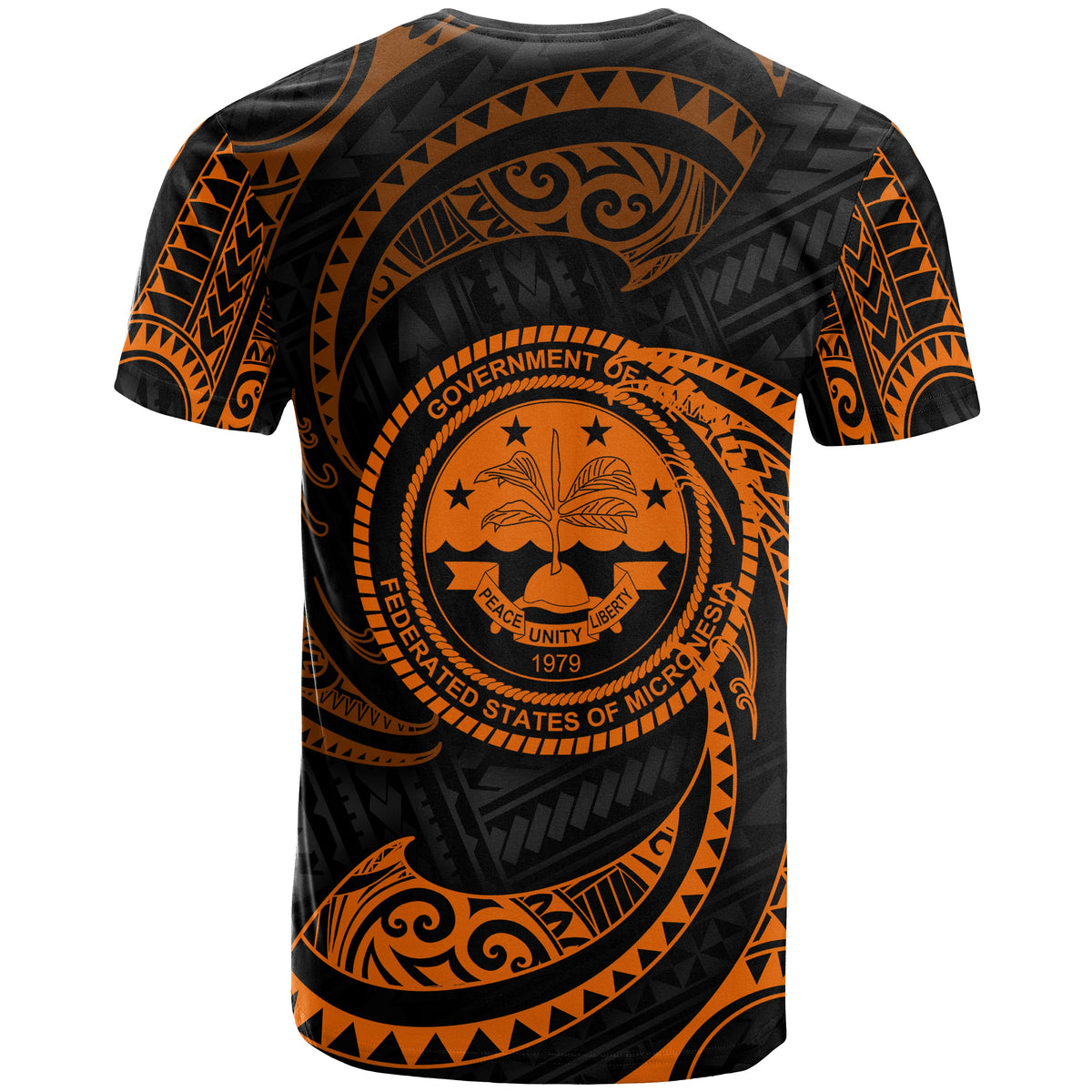 Federated States of Micronesia T Shirt Orange Tribal Wave - Polynesian Pride