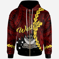 Papua New Guinea Western Province Polynesian Zip Hoodie Tribal Wave Tattoo Unisex Red - Polynesian Pride