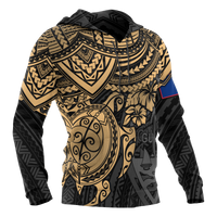 Guam Polynesian Hoodie Golden Turtle - Polynesian Pride
