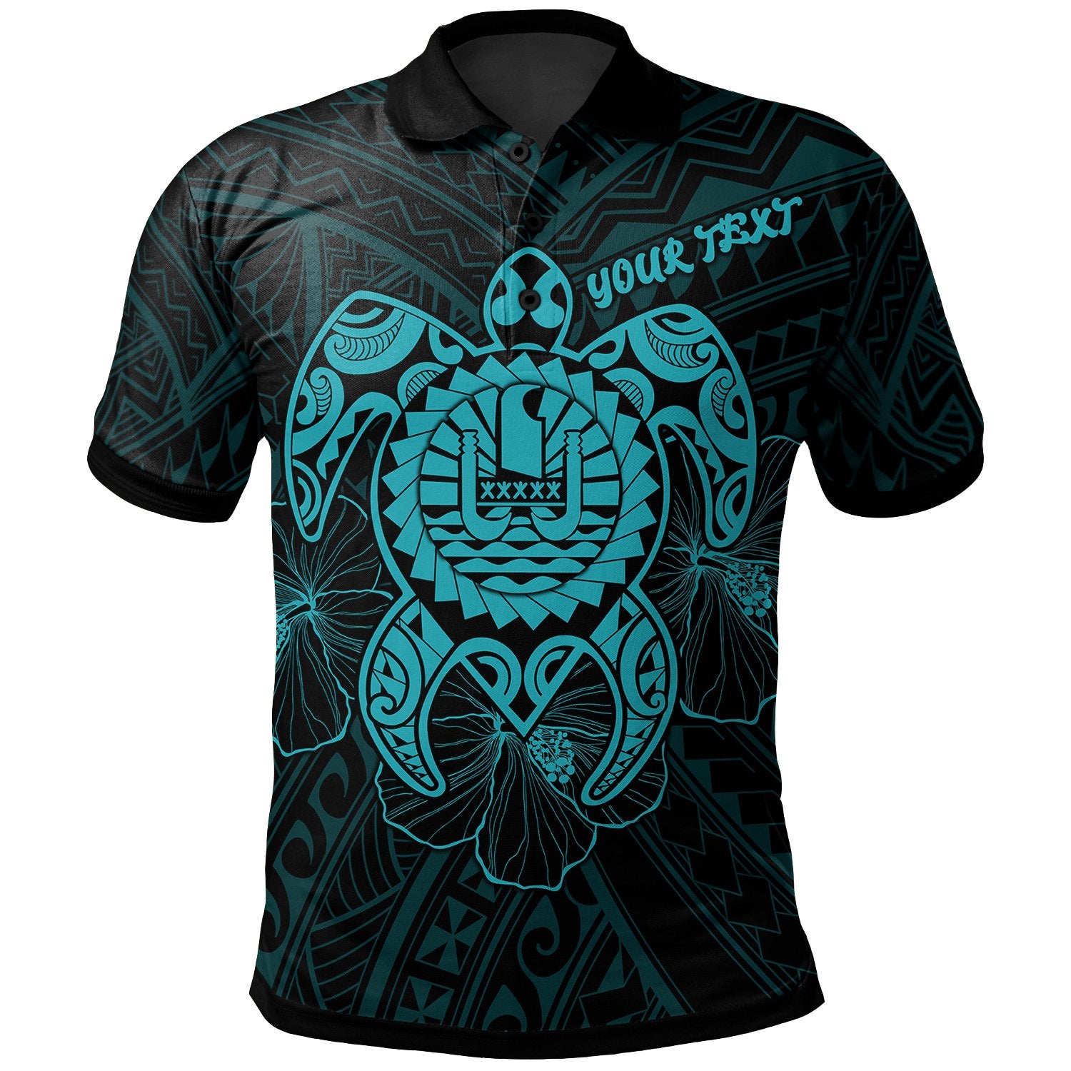 Tahiti Polynesian Custom Polo Shirt Vintage Polynesian Turtle (Turquoise) Unisex Turquoise - Polynesian Pride