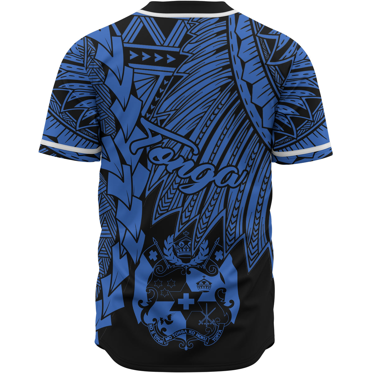 Tonga Polynesian Custom Personalised Baseball Shirt - Tribal Wave Tattoo Blue - Polynesian Pride