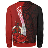 Vanuatu Polynesian Custom Personalised Sweater - Coat Of Arm With Hibiscus - Polynesian Pride