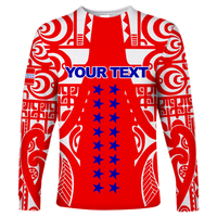(Custom Personalised) Tuamotu Archipelago Tribal Tattoo Long Sleeve Shirt - LT12 Unisex Red - Polynesian Pride