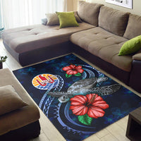 Tahiti Polynesian Area Rug - Blue Turtle Hibiscus - Polynesian Pride