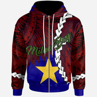 Papua New Guinea Milne Bay Province Polynesian Zip Hoodie Tribal Wave Tattoo Unisex Blue - Polynesian Pride