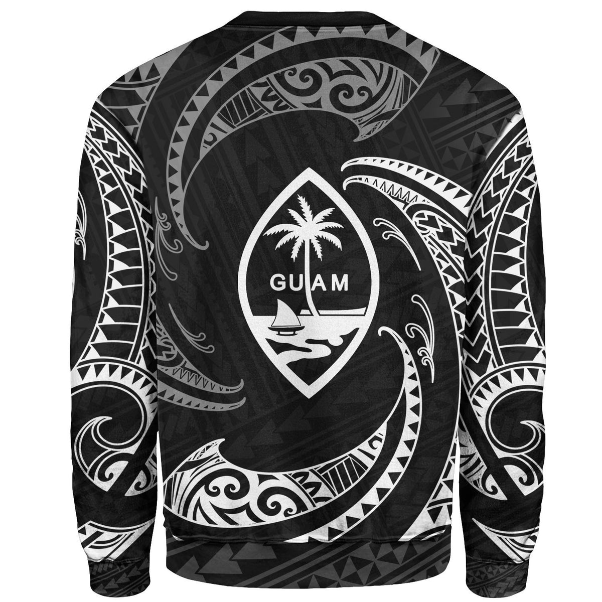 Guam Polynesian Sweater - White Tribal Wave - Polynesian Pride