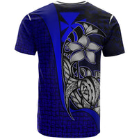 Wallis and Futuna Polynesian T Shirt Blue Turtle with Hook - Polynesian Pride