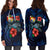 Tonga Polynesian Hoodie Dress - Blue Turtle Hibiscus - Polynesian Pride