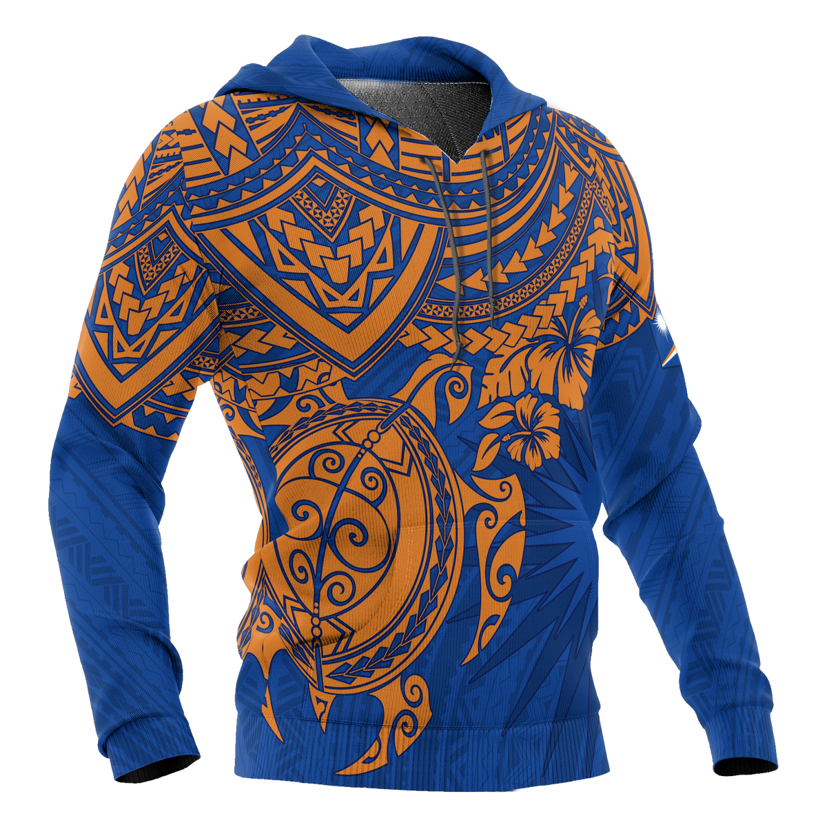 Marshall Islands Polynesian Hoodie Blue Turtle - Polynesian Pride