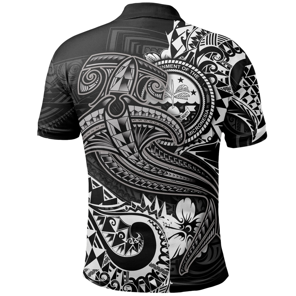 FSM Polo Shirt White Shark Polynesian Tattoo - Polynesian Pride
