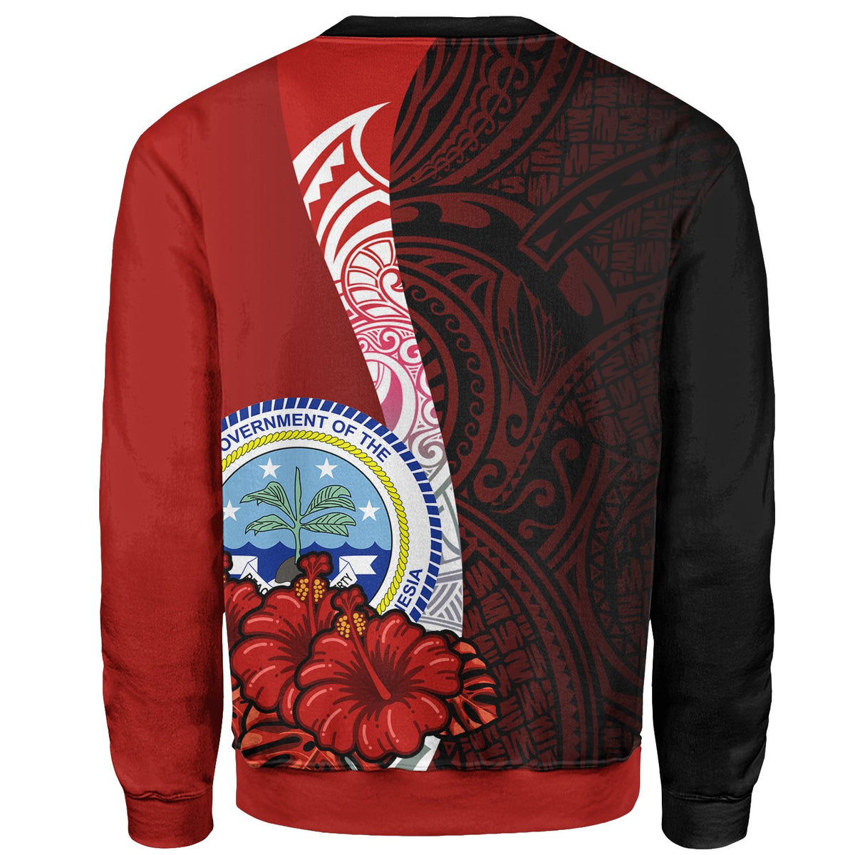 Federated States Of Micronesia Polynesian Custom Personalised Sweater - Coat Of Arm With Hibiscus - Polynesian Pride