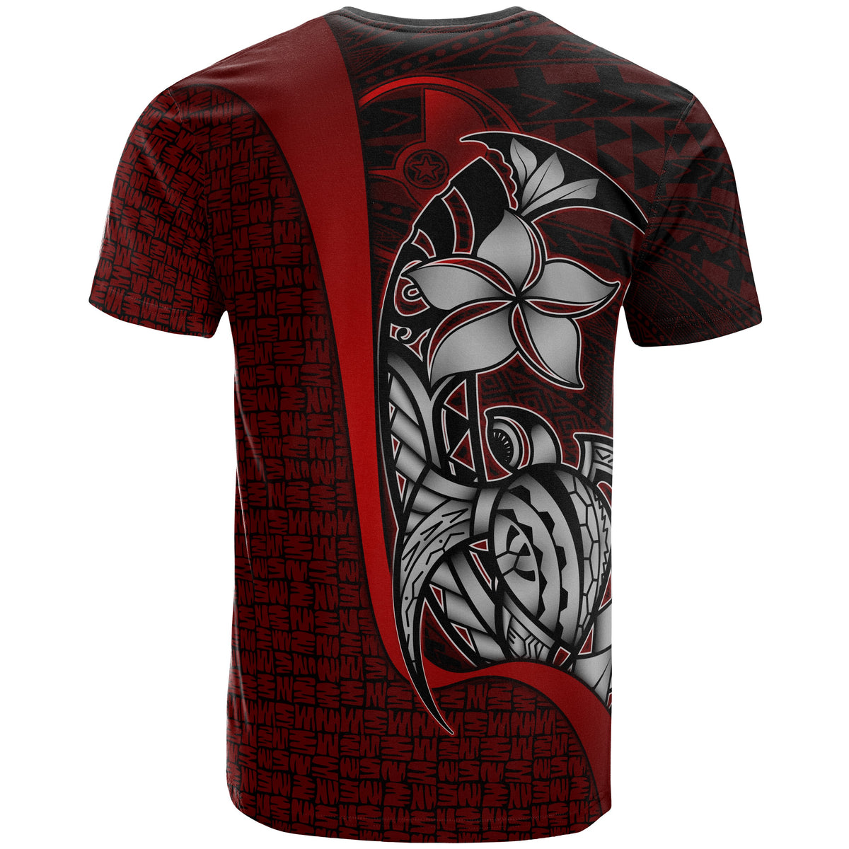 Yap Micronesian Custom T Shirt Red Turtle with Hook - Polynesian Pride