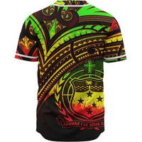 Samoa Baseball Shirt - Reggae Color Cross Style - Polynesian Pride