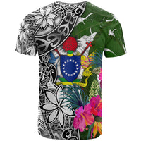 Cook Islands T Shirt White Turtle Plumeria Banana Leaf - Polynesian Pride