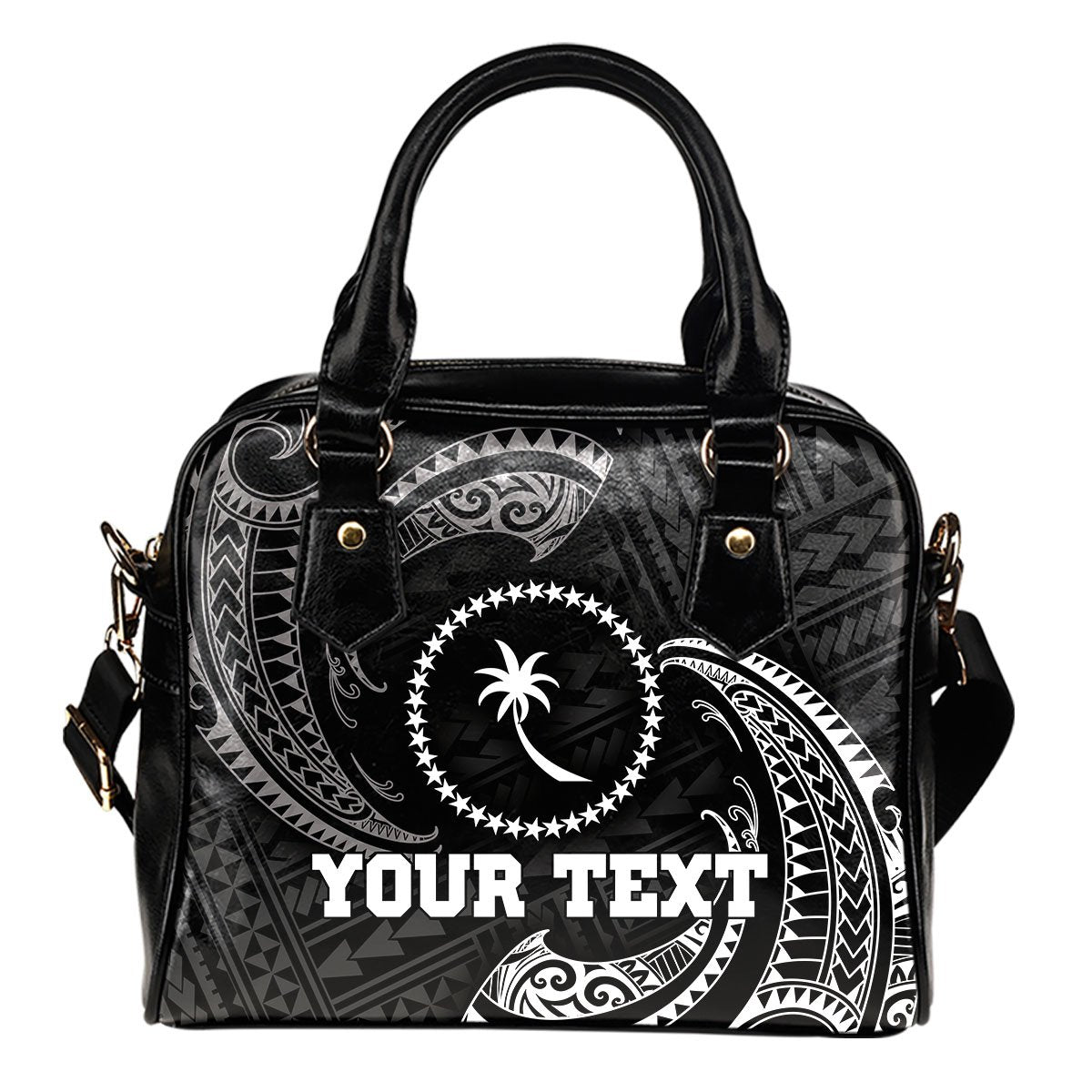 Chuuk Micronesia Custom Personalised Shoulder Handbag - White Tribal Wave One Size Black - Polynesian Pride