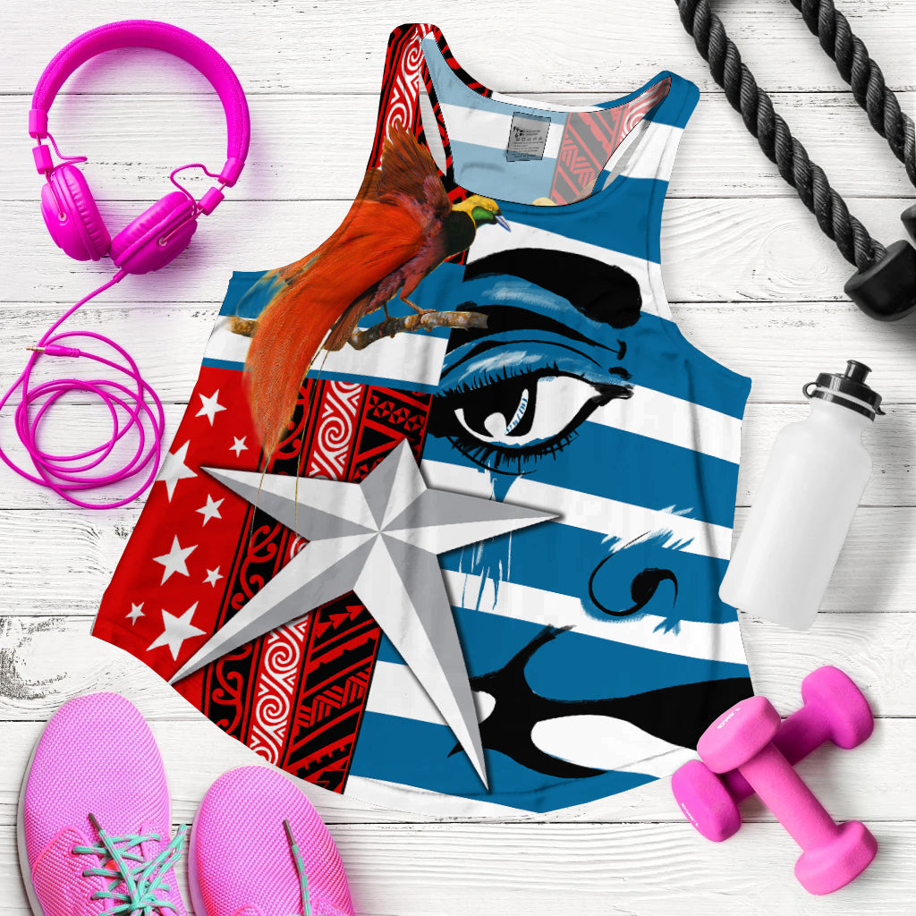 Free West Papua Birds Of Paradise Polynesia Women Tank Top - LT2 BLUE - Polynesian Pride