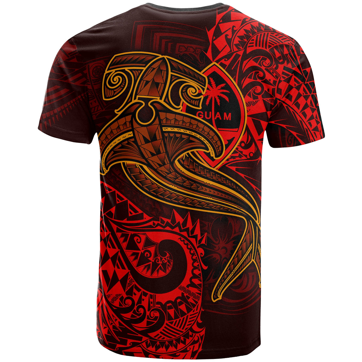 Guam Polynesian T Shirt Red Shark Polynesian Tattoo - Polynesian Pride