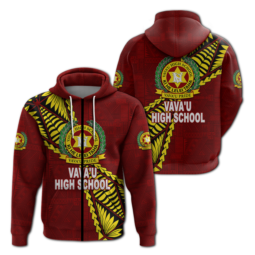 Tonga Vavau High School Tongan Patterns Hoodie LT12 Zip Hoodie Red - Polynesian Pride