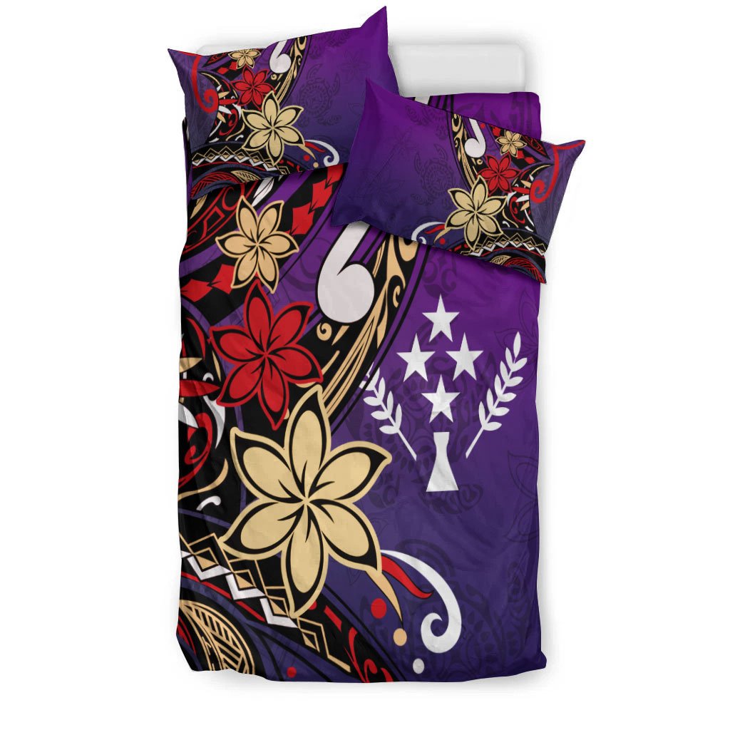Kosrae Polynesian Bedding Set - Tribal Flower With Special Turtles Purple Color - Polynesian Pride