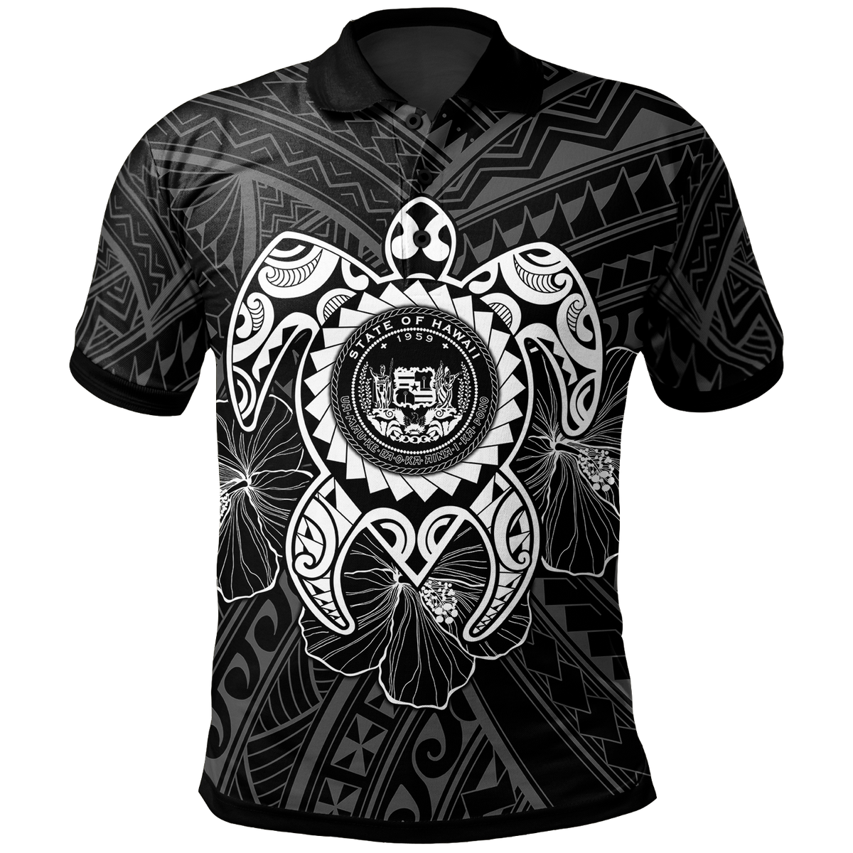 Hawaii Polynesian Polo Shirt Vintage Polynesian Turtle (White) Unisex White - Polynesian Pride