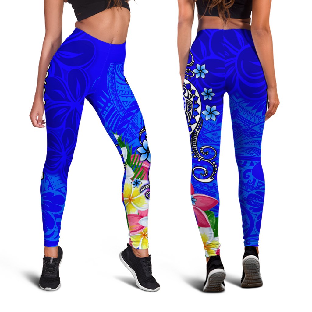 FSM Custom Personalised Legging - Turtle Plumeria (Blue) - Polynesian Pride