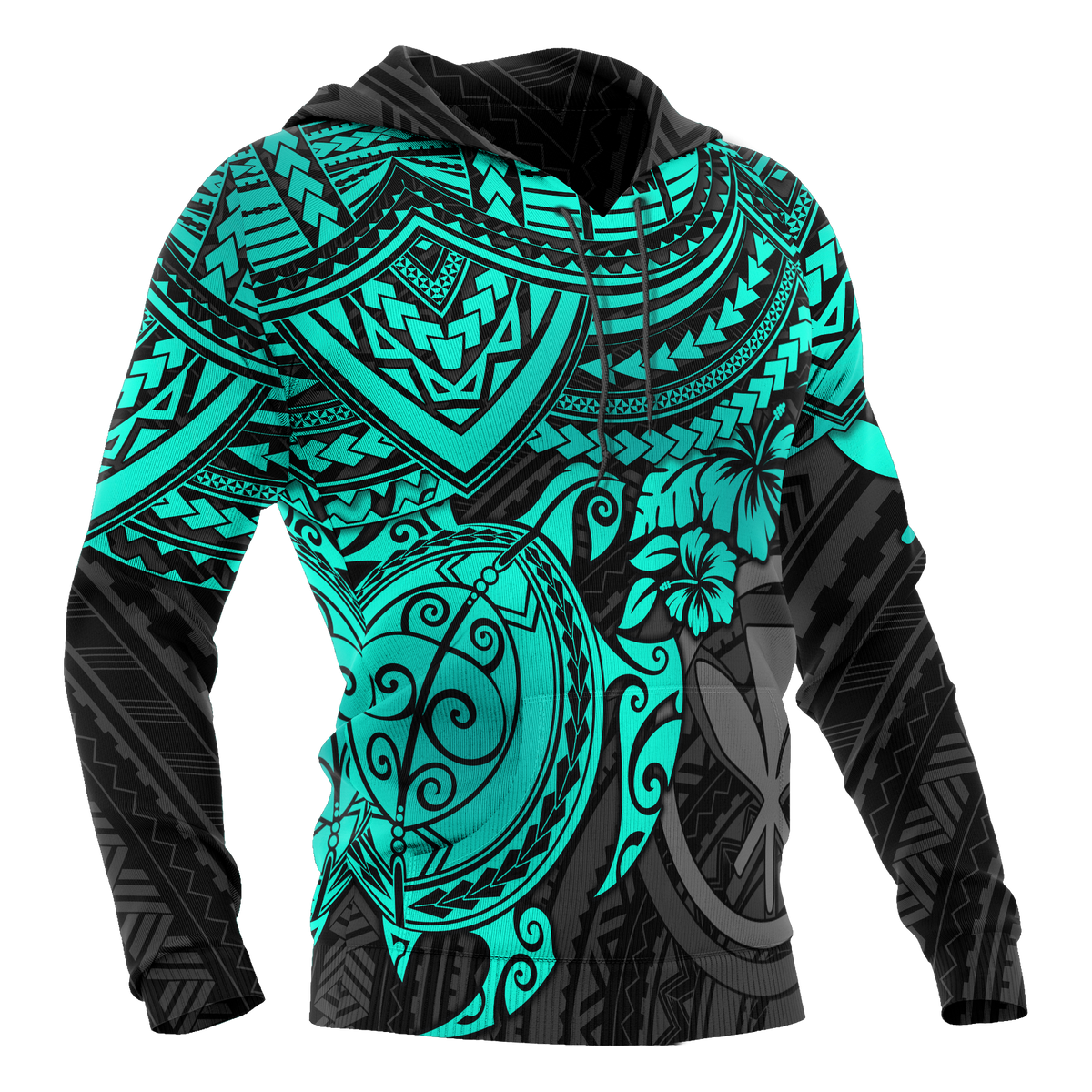 Polynesian Hawaii Hoodie Turquoise Turtle - Polynesian Pride