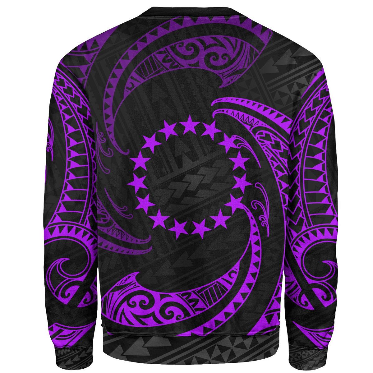 Cook Islands Polynesian Sweater - Purple Tribal Wave - Polynesian Pride