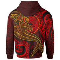 American Samoa Hoodie Red Shark Polynesian Tattoo - Polynesian Pride