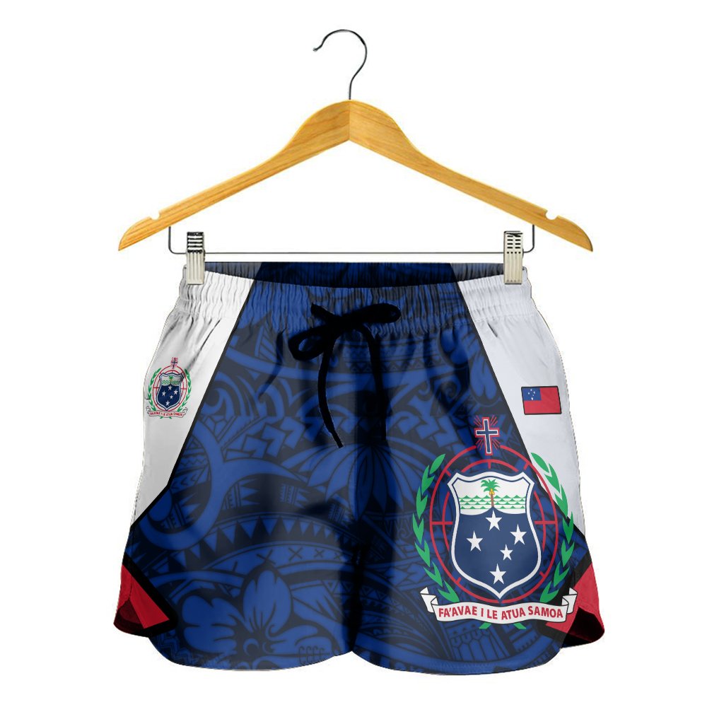 Samoa Polynesian Women's Shorts - Legend of Samoa Women Blue - Polynesian Pride