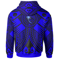 Chuuk Zip up Hoodie Blue Seal with Polynesian Tattoo - Polynesian Pride