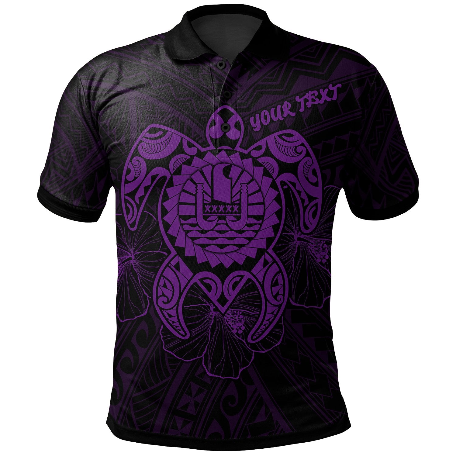 Tahiti Polynesian Custom Polo Shirt Vintage Polynesian Turtle (Purple) Unisex Purple - Polynesian Pride