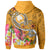 Pohnpei Custom Zip up Hoodie Turtle Plumeria (Gold) - Polynesian Pride