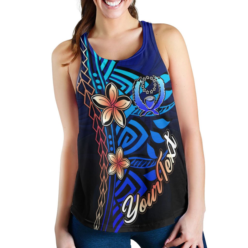 Pohnpei Custom Personalised Woman's Racerback Tank - Vintage Tribal Mountain - Polynesian Pride