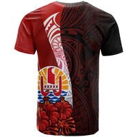Tahiti Polynesian Custom T Shirt Coat of Arm With Hibiscus - Polynesian Pride