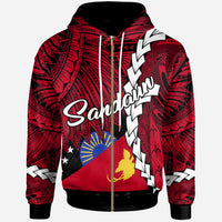Papua New Guinea Sandaun Province Polynesian Zip Hoodie Tribal Wave Tattoo Unisex Red - Polynesian Pride
