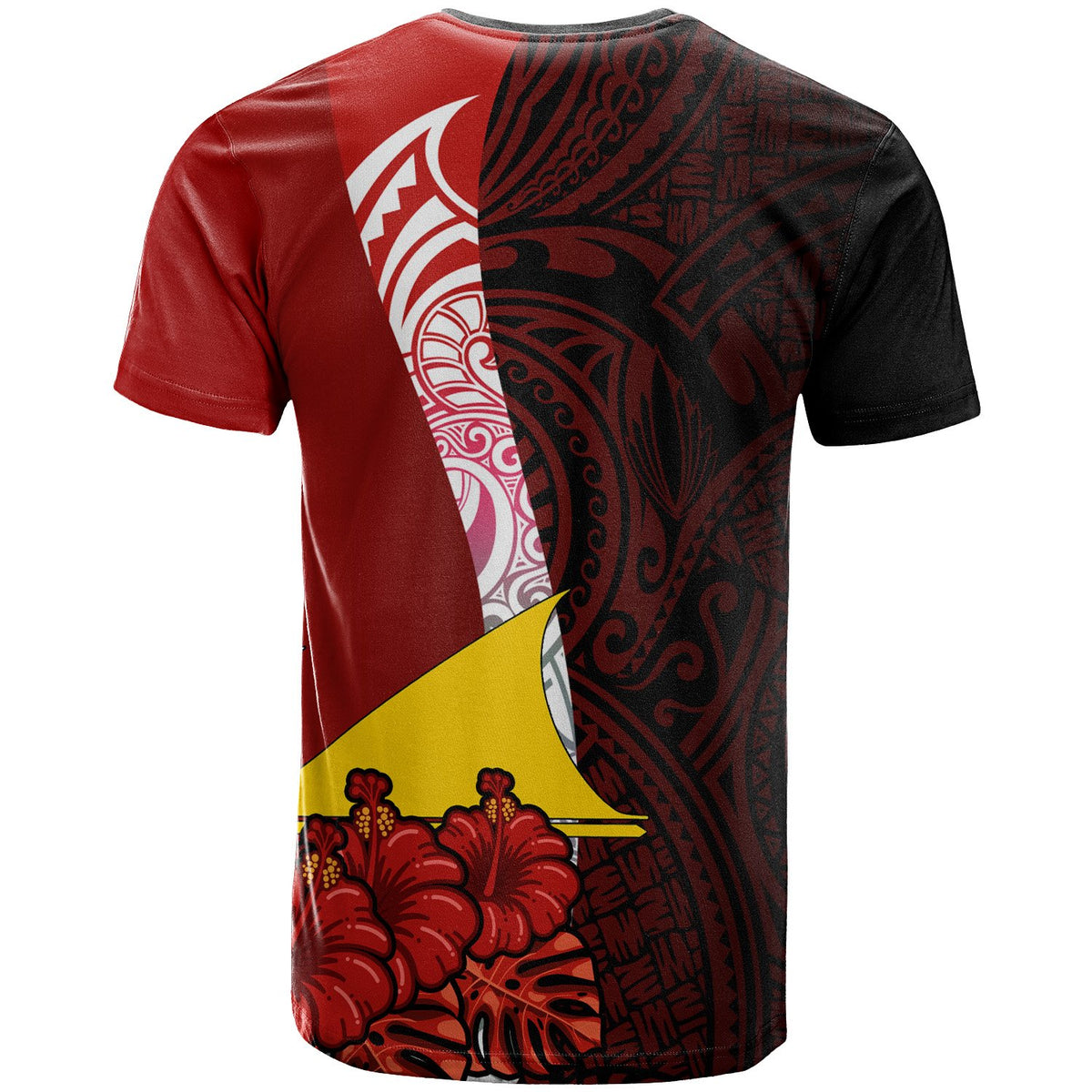 Tokelau Polynesian Custom T Shirt Coat of Arm With Hibiscus - Polynesian Pride
