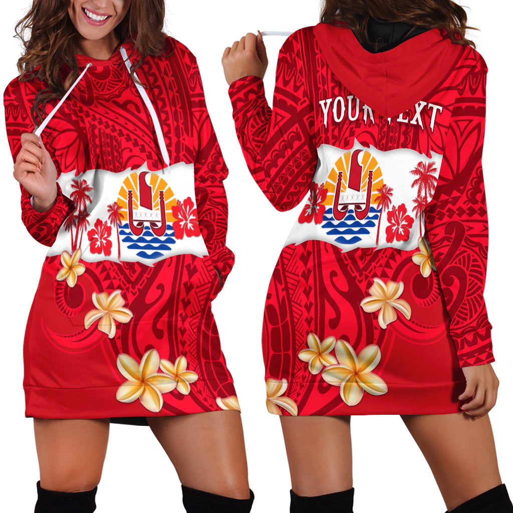 (Custom Personalised) Tahiti Polynesian Hoodie Dress Mythical Destination LT13 Red - Polynesian Pride